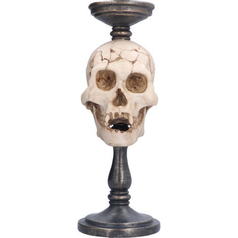 Totenkopf-Kerzenhalter, Skelett-Kandelaber, Antik-Elfenbein-Finish, für Halloween-Partys zu Hause, thematisch gestaltete Bars oder Hotels. (1/5)