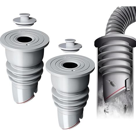 2 Stück Geruchsstopper 35-40 mm Schlauchstopfen für Waschmaschinen, Geruchsabdichtung für Waschmaschinenabflüsse in Küche und Bad (Grau)