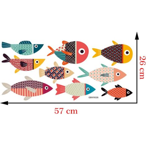 Sticker Mural Poisson en Pvc Repositionnable et Amovible de Poisson Coloré pour Décoration Intérieure de Fenêtres et Murs (1/5)