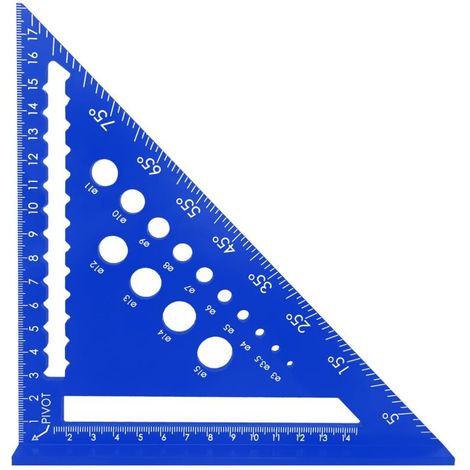 7 Pouces Equerre Menuisier, Regle Triangle Métrique, Règle Triangle Haute Précision en Alliage d'Aluminium pour Charpentier, Couvreur, Ingénieur (Bleu) (1/5)