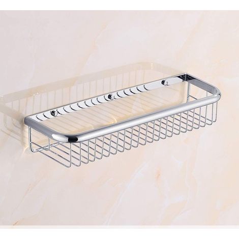 Étagère de douche en laiton de 45 cm avec vis d'installation dissimulées, étagère murale de salle de bain inoxydable, porte-panier de rangement de cuisine (1/3)