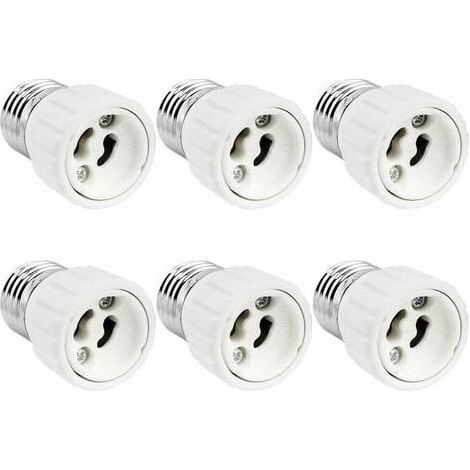 Adaptateur De Douille E27 Vers Gu10, 0-250V, Max. 200W, Convertisseur De Douille À Visser E27 En Culot Pour Gu10 Ampoule Led, Lampe Halogène Et Cfl, Adaptateur En Céramique, Lot De 6 (1/4)