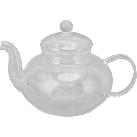 680 ml Glas-Teekanne mit Filter, hitzebeständig, transparent, für Aufgüsse von Blättern und Blüten. (1/5)