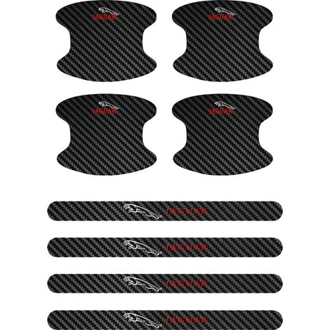 (Ensemble de 8 pièces) Film protecteur pour poignées de porte de voiture Jaguar XF XE XFL XEL XJL XJ F-PACE,en fibre de carbone,avec autocollant anti-rayures (1/3)