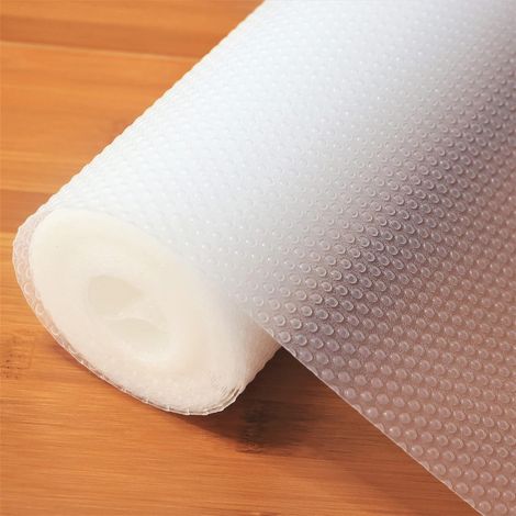 44.5cmx500cm Drawer Bottom Mat Non-Slip Non-Adhesive DIY Fridge Mat Cupboard Fridge Shelf EVA Plastic Protection for Furniture Camping, Under Sink Kitchen (Clear Dot) (1/5)