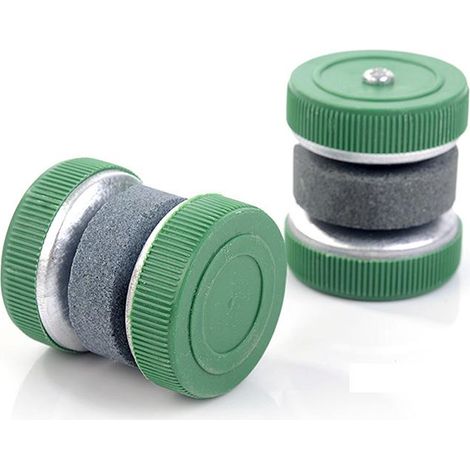 2 pierres à aiguiser rondes pour couteaux et ciseaux, accessoires d’affûtage manuels, meules abrasives compactes pour entretien de lames, outils de cuisine et bricolage (1/5)