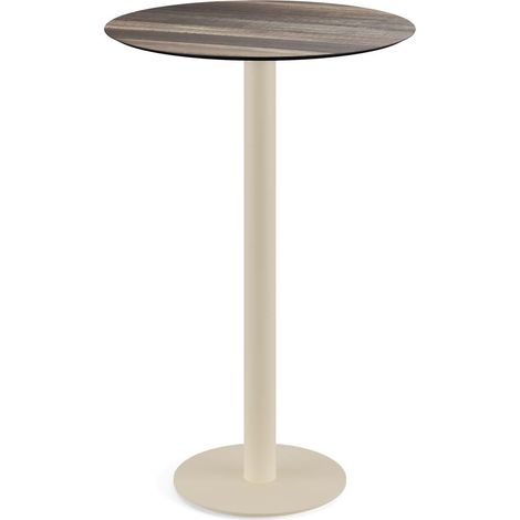 Urban mange-debout avec piètement sable + plateau HPL aspect bois HPL Ø70 cm - Veba