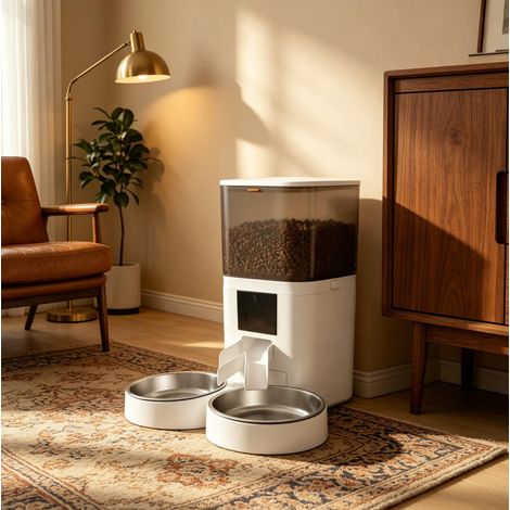 Distributore automatico di crocchette per gatti 6 L Wi‑Fi Tuya, 2 ciotole inox HAVRYA (1/5)