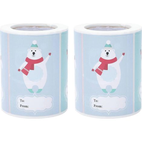 rouleaux d'étiquettes décoratives de Noël, autocollantes pour cadeaux de Noël-7.5x5cm-Colorful (1/3)