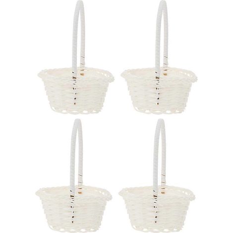 Lot de 4 paniers décoratifs tressés pour fleurs, paniers portables en plastique pour emballage de fleuriste (1/5)