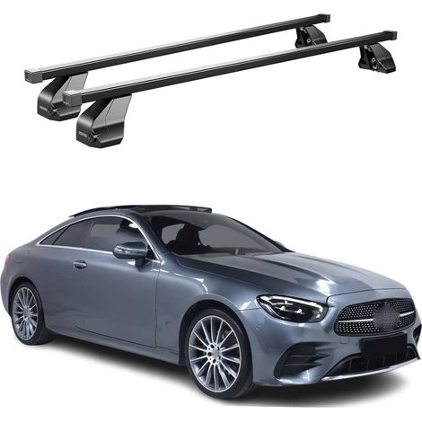 OMAC Dachträger Querträger Stahl für Mercedes E Klasse C238 Coupe 2017-2023 – Abschließbar – City-Crash-getestet – DIN 75302:2019 – ISO/PAS 11154:2006 – Max. 75 kg Schwarz (1/5)