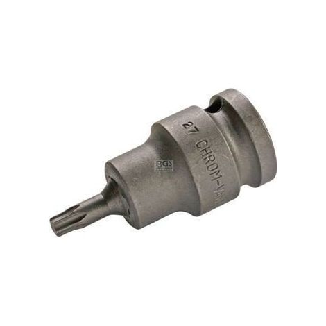 Punta de vaso de impacto  longitud 55 mm  entrada 12,5 mm (1/2")  perfil en T (para Torx) T27
