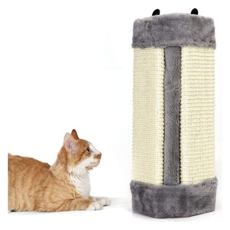 FENOPLASTICAGrattoir d'angle pour chat, Grattoir à chat protection de bord, Planche en sisal protection de bord, Protection d'angle, Grattoir d'angle protection de mur, Sisal naturel, Gris, 41 x 24 x  (1/5)
