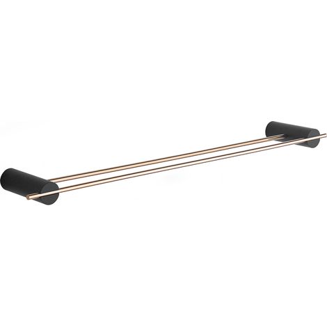 Mexen Aron double porte-serviettes, Noir/Or rose - 7088125-67 (1/2)