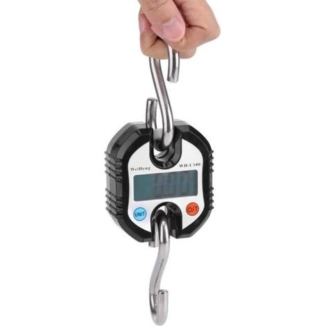 (Black)Portable Digital LCD Crane Scale with Electronic Hook - Black - For precise weighing and easy transport (1/4)