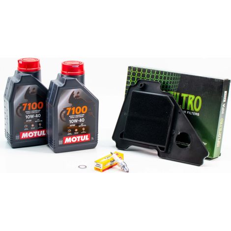 Kit Révision Filtres Bougies pour YAMAHA YBR 125 de 2005 à 2018 - MOTUL 7100 10W40 2L