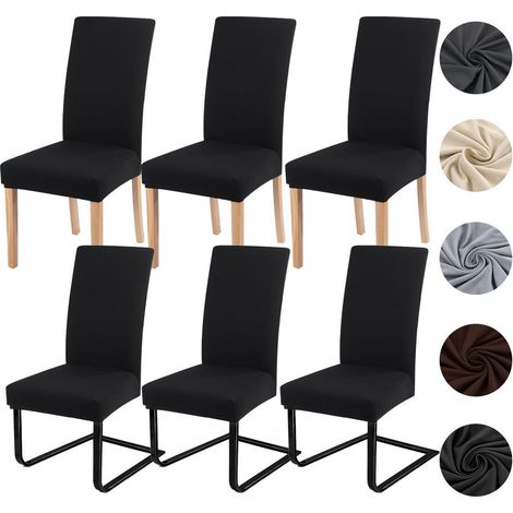 Stuhlhussen 6er Set für Schwingstühle, Stretch, Waschbar, Schwarz (1/5)