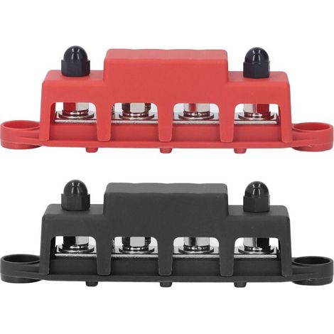 Lot de 2 blocs de distribution d'alimentation à vis M8, barre omnibus à 4 bornes, DC 48 V 250 A, pour automobile et bateau (1/4)