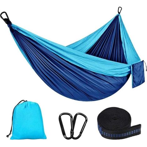 Hamac d'extérieur de Camping, 300 kg Capacité de Charge,(270 x 140 cm) Nylon Parachute Respirant,Portable Hamac 2 Places pour Le Jardin, Balcon, Patio, la Plage, Randonnée