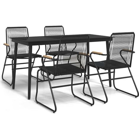 Set da Pranzo da Giardino 5 pz  Salotto da Giardino Nero in Rattan PVC (1/5)