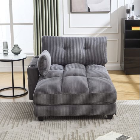Poltrona relax con porta bevande e USB in corduroy OKMYHOME (1/5)