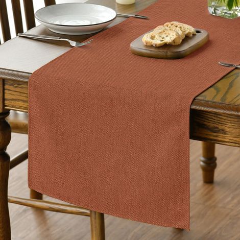 Chemin de Table Polyester Orange Rouille 40×140 cm