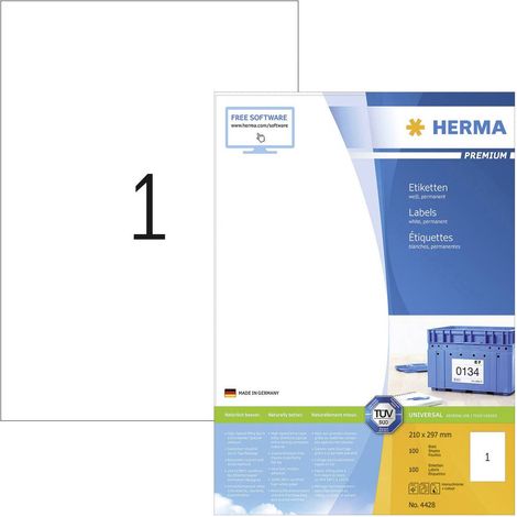 Etiquette universelles Herma 4428 210 x 297 mm papier blanc 100 pc(s) fixation permanente (1/6)