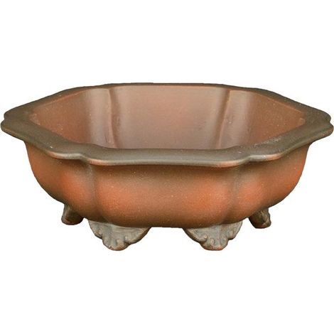 Vaso per bonsai esagonale in gres 10x10x3 cm - SM166