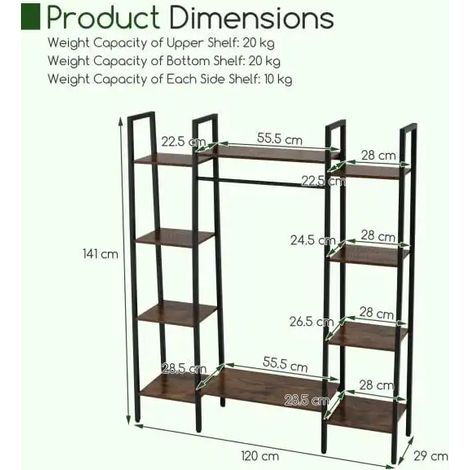 Étagère porte-plantes brune en métal à 10 niveaux avec éclairage LED de croissance et pieds antidérapants pour salon balcon et (1/5)