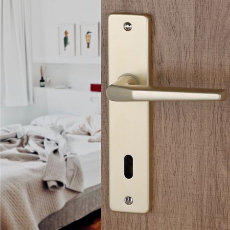 Ouvre&Déco – Poignées de porte d'intérieur CHAMONIX – Aluminium F2 – Entraxe 165 mm – Fonction clé de confidentialité – Design moderne (1/4)