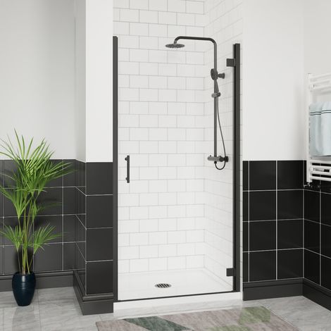 Aquariss Hinged Shower Enclosure Door Matte Black Framed 1000mm