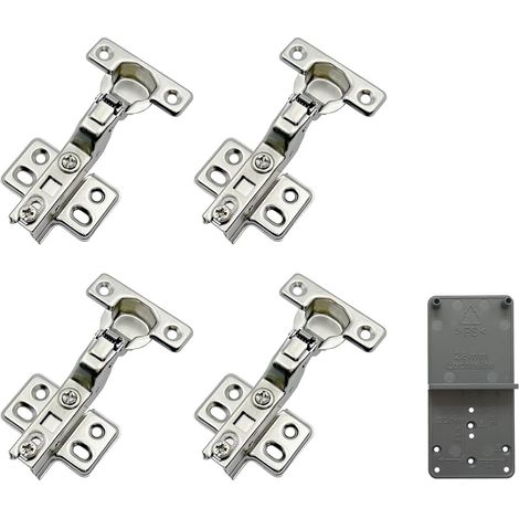 90 Degré Rentrant 26 mm Soft Close Charnieres avec Amortisseur Hydraulique Fermeture Automatique Charnière à Amorti pour Armoires de Porte Lot de 4
