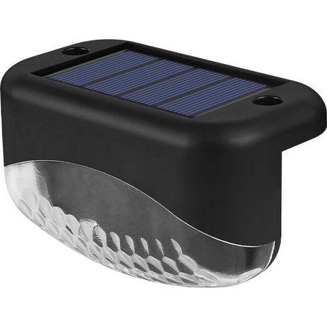 Lampe de Marche Solaire 1LED Étanche IP65, Lampe Garde-corps Extérieure Jardin, Lumière Blanche, Boîtier Noir (1/5)
