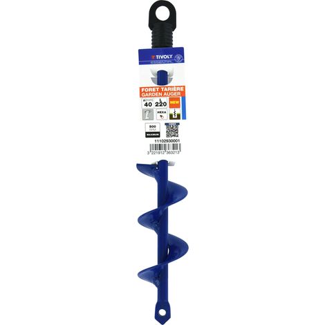 Tivoly • Punta a coclea per trapano • Ø40mm e L220mm • Acciaio inossidabile • Gambo esagonale Ø8mm • Punta da giardino • Perforazione del terreno facile e veloce • Per piantare fiori e arbusti (1/2)