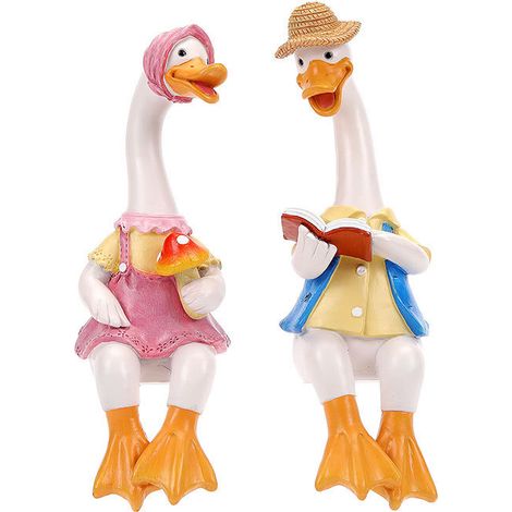 One Piece Ornement De Jardin Extérieur Lecture Couple Animal Sculpture Ornement Paire De Canard Résine Cadeau Intérieur Et Terrasse Statue Décorative-11722cm (1/2)