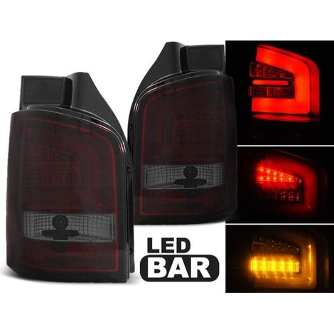 Paire de feux VW T5 03-09 LED BAR rouge fume hayon (1/2)