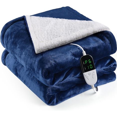 Couverture chauffante électrique King Size 130150cm, couverture chauffante avec 6 réglages de chaleur et 1 à 10 heures de réglage, arrêt automatique, lavable en machine, pour la maison et le bureau (1/4)