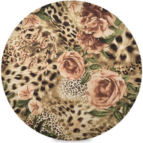 Lot de 6 sets de table ronds antidérapants et lavables Motif léopard tropical Motif fleurs tropicales 39 cm'Parent'-'-