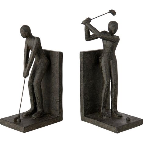 Lot de 2 Serre-Livres Golfeur "Viggo" 30cm Noir (1/2)