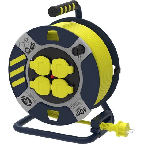 Enrouleur de câble REV H07RN, plastique, noir/jaune, IP44, 40 m (1/2)