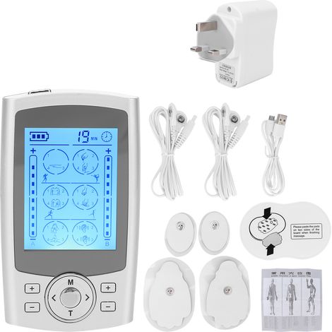 Chargeur secteur 110-240V UK, 24 modes électrostimulation rechargeable pour dos, cou, genoux. (1/5)