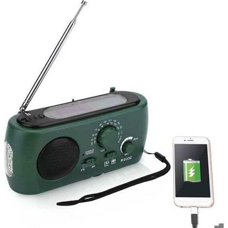 Radio de survie - /SW - Lampe torche 3 LED - Chargeur de téléphone portable 5 V CC - Alimentation solaire
