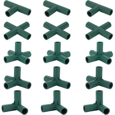 15 Verbinder für 16-mm-Gartenrahmen, 5 Typen, stabile Stützen für Pflanzgefäße und Gewächshäuser. (1/5)