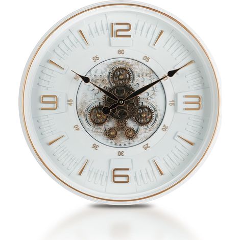 Horloge Mural 50cm à Engrenages Mobiles - Style Vintage Steampunk Industriel - pour Salon, Bureau ou Décoration Campagnarde (1/5)