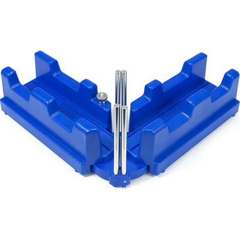 Équerre à onglet et boîte à onglets, produit 2 en 1 pour une pose précise des plinthes – Angles de 85 à 180 degrés (bleu) (1/3)