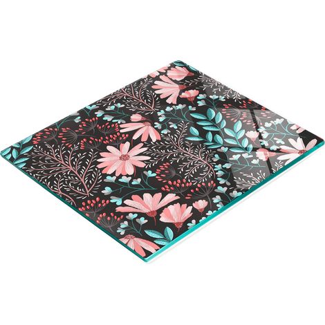 Tablero de vidrio decorativo multifuncional para cocina con dise帽o de flores de primavera, 60x52 cm.