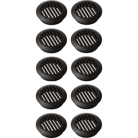 Cyclingcolors – Grille d'aération VMC ronde en plastique 49mm – Hauteur 16,5mm – Ventilation plafond mur – Noir – Lot de 10