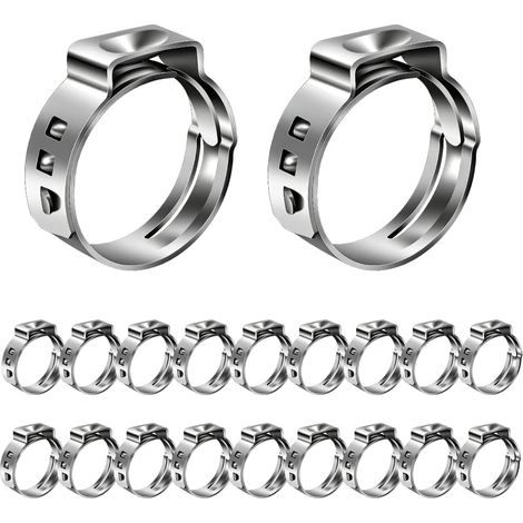 20 PCS Collier de Serrage Réglables, Collier de Serrage Inox, Tuyau Clips, 304 Collier Serrage Métallique, Collier de durite Pour Tuyau Home Gaz Famille Tuyau D'eau Câble, Robinet (1/5)