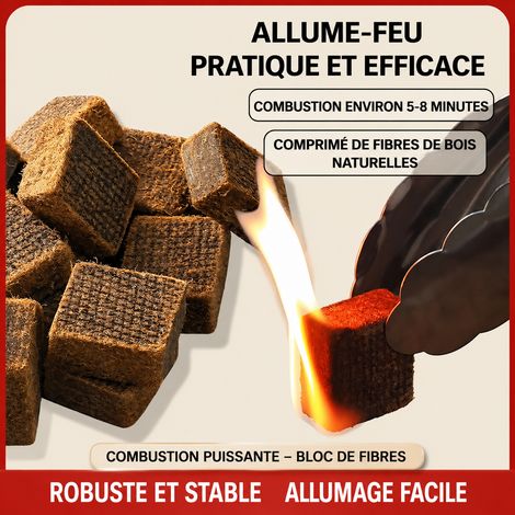 Allume-feu 24 cubes en sciure de bois et cire pour barbecue camping et feu de camp marron 200 g – Livraison gratuite (1/5)