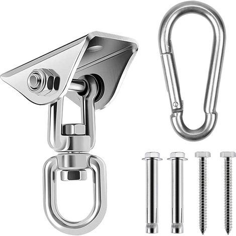 Robuster Deckenhaken aus Edelstahl, 360° drehbarer Hängeschaukelhaken, Deckenhalterungs-Montagehaken für Hängesessel, Boxsack, Boxen, Hängematte, Yoga (1/5)